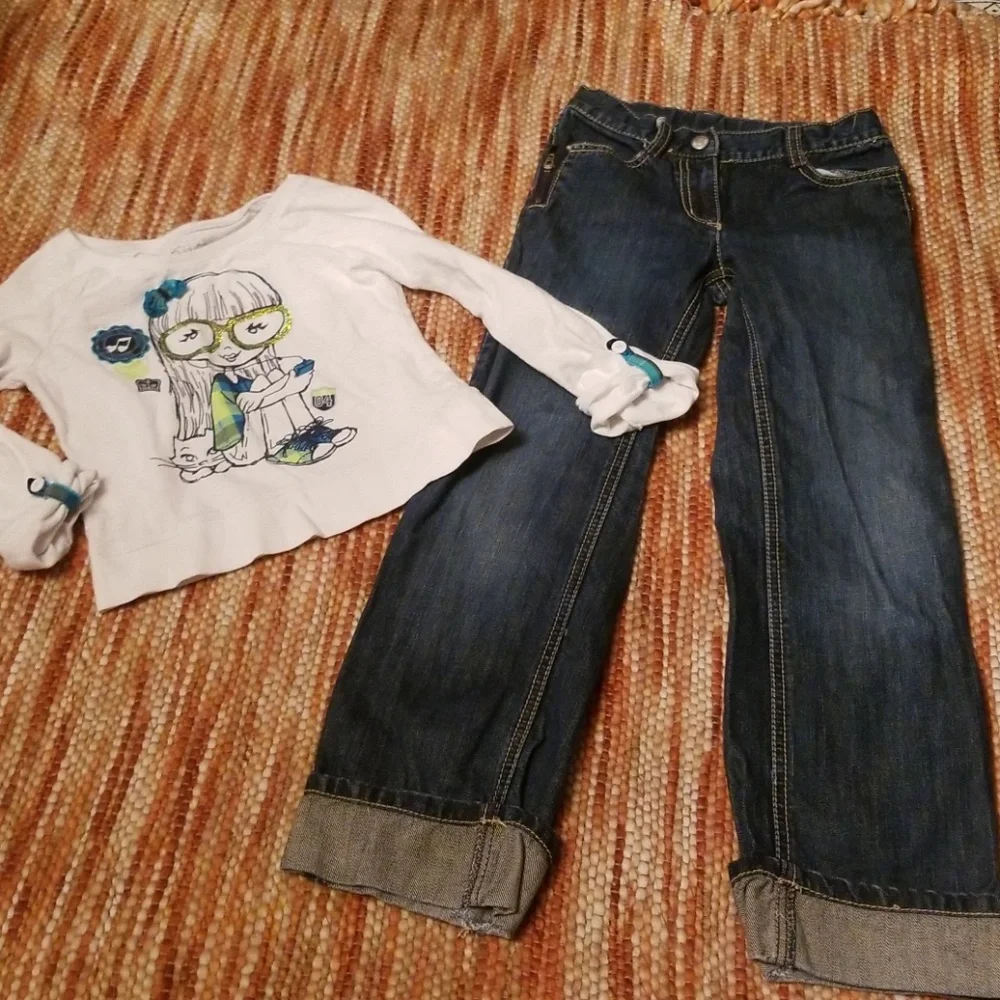 Girls 8 gymboree jeans justice shirt‎ bundle set